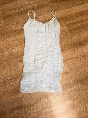Tic Toc Baby Blue Ruched Mesh Mini Dress Size S NWOT Homecoming Mixer Party